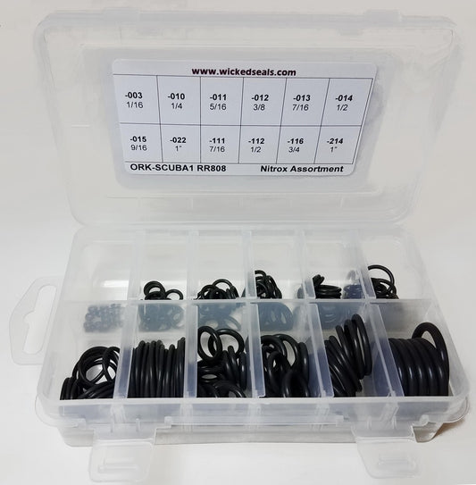 O-ring Kit Viton 12 Sizes 180 PC 1/16" Scuba/Auto/Cycle