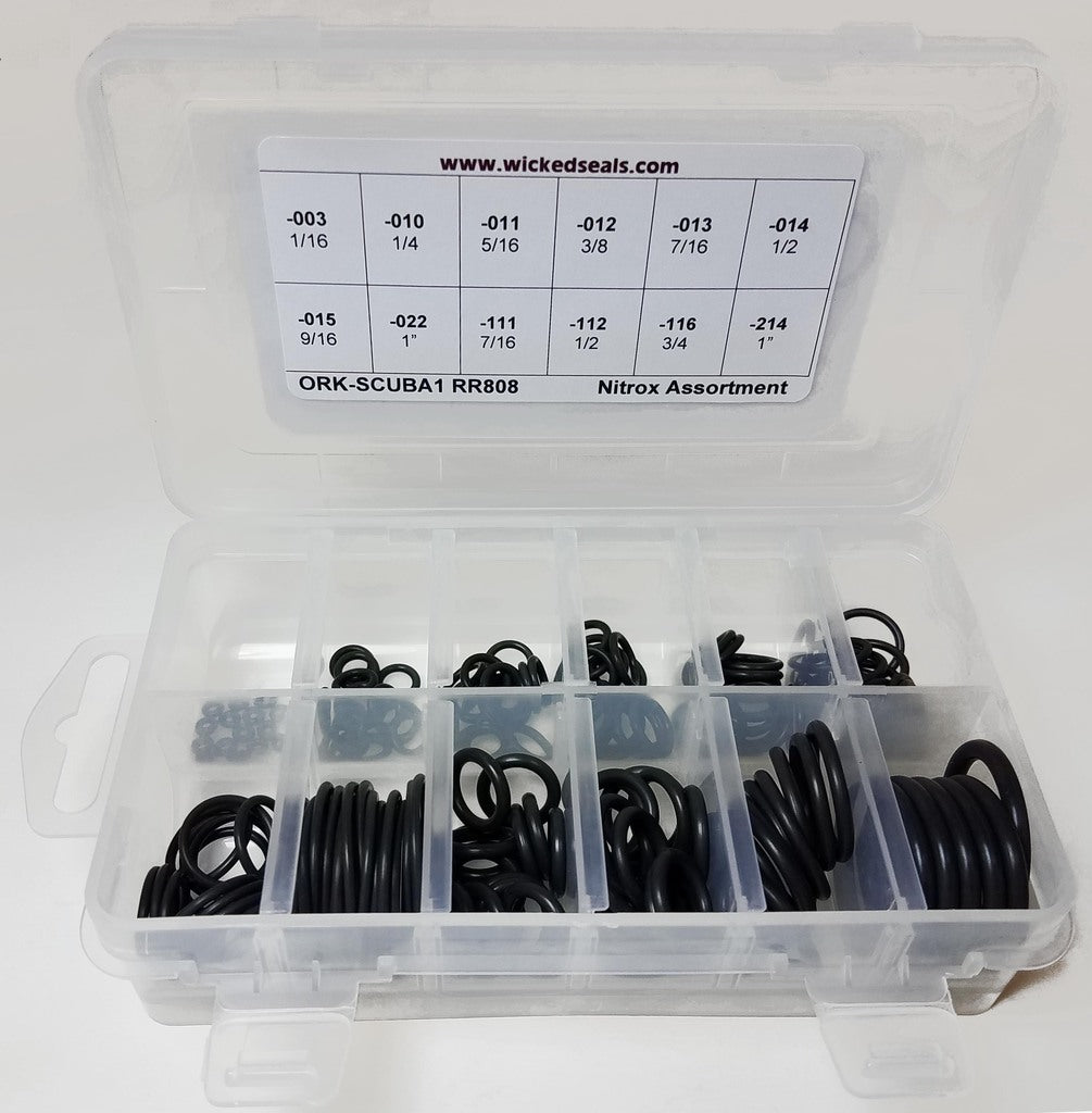 O-ring Kit Viton 12 Sizes 180 PC 1/16" Scuba/Auto/Cycle