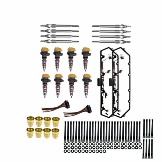 Injector, Valve Cover Gasket, Glow Plugs, Sleeves, and Head Stud kit for 7.3L Ford Powerstroke