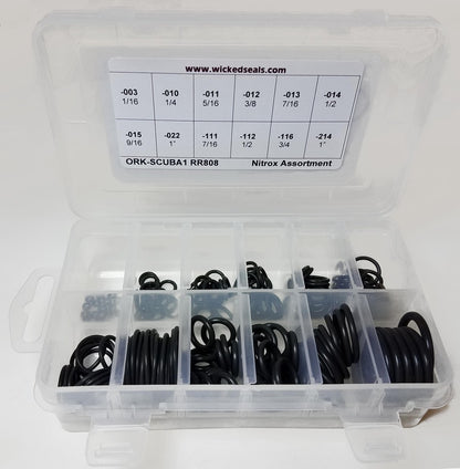O-ring Kit Viton 12 Sizes 180 PC 1/16" Scuba/Auto/Cycle